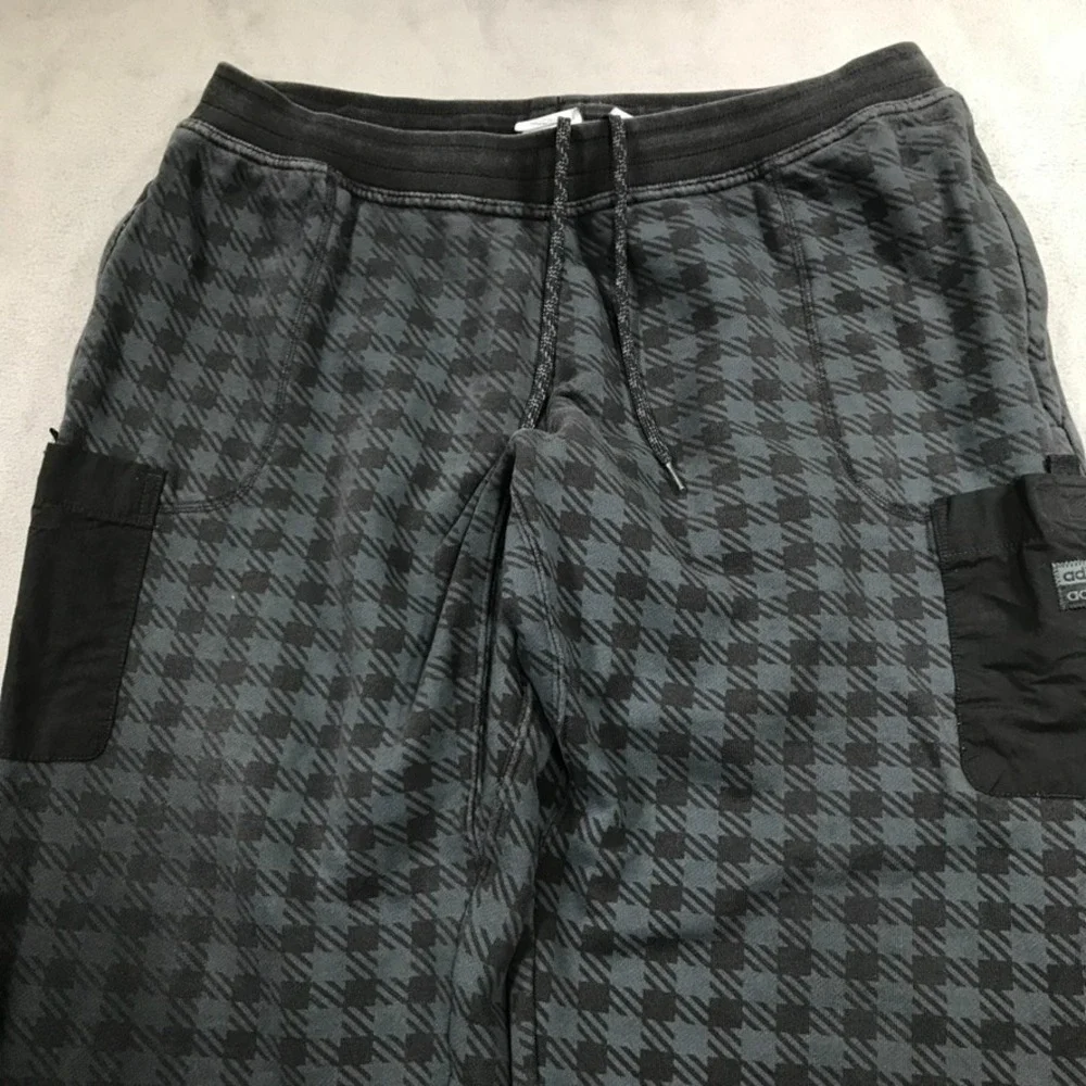 Adidas Sweatpants Joggers Mens 2XL XXL Blue Black Plaid R.Y.V. Reveal Your Voice